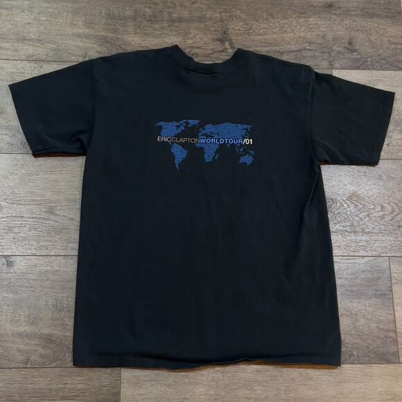 Vintage Y2K 2001 Eric Clapton World Tour Black Tee T-Shirt - Men's Size Large - Picture 4 of 7